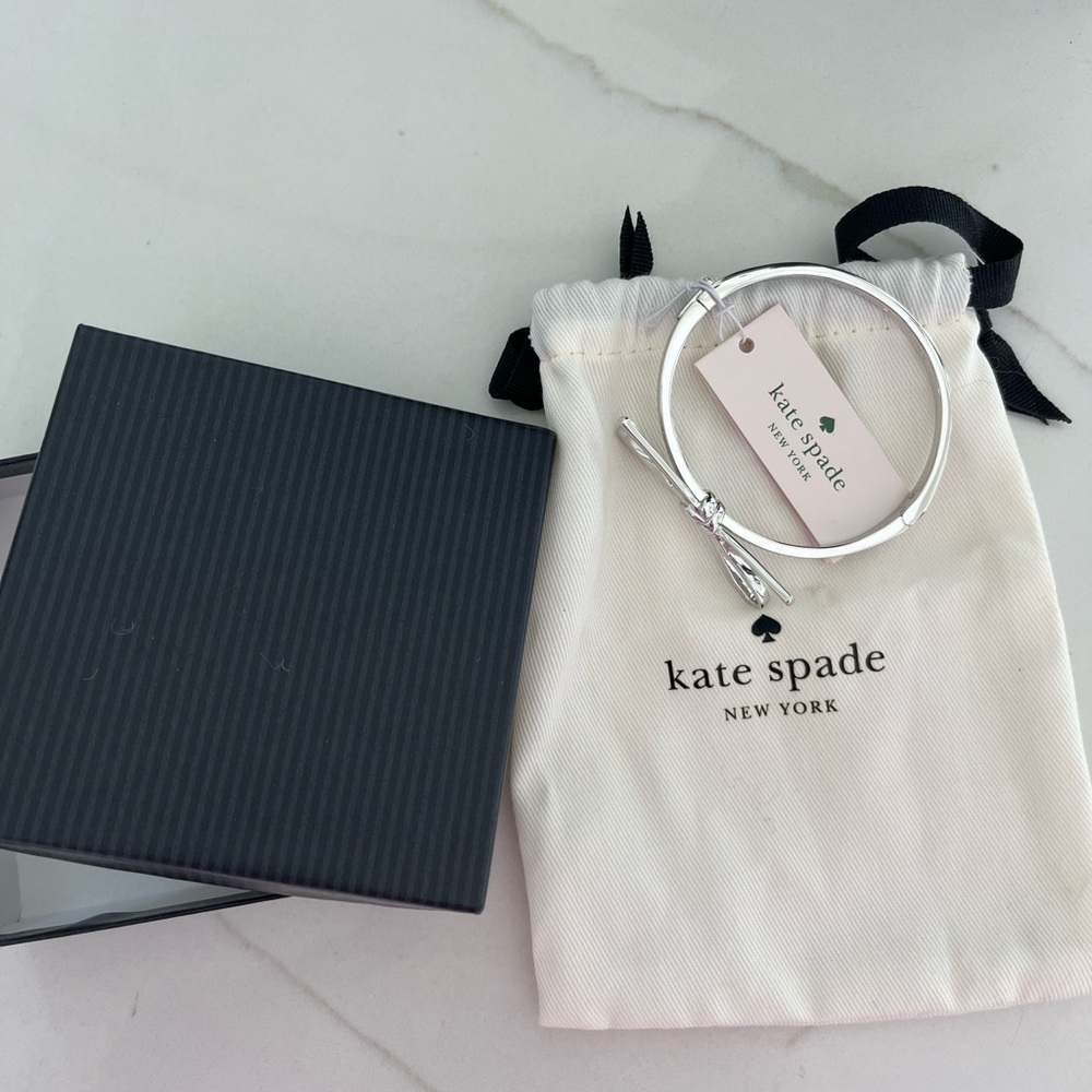 Kate Spade Silver Bow Bangle Bracelet - brand new never worn